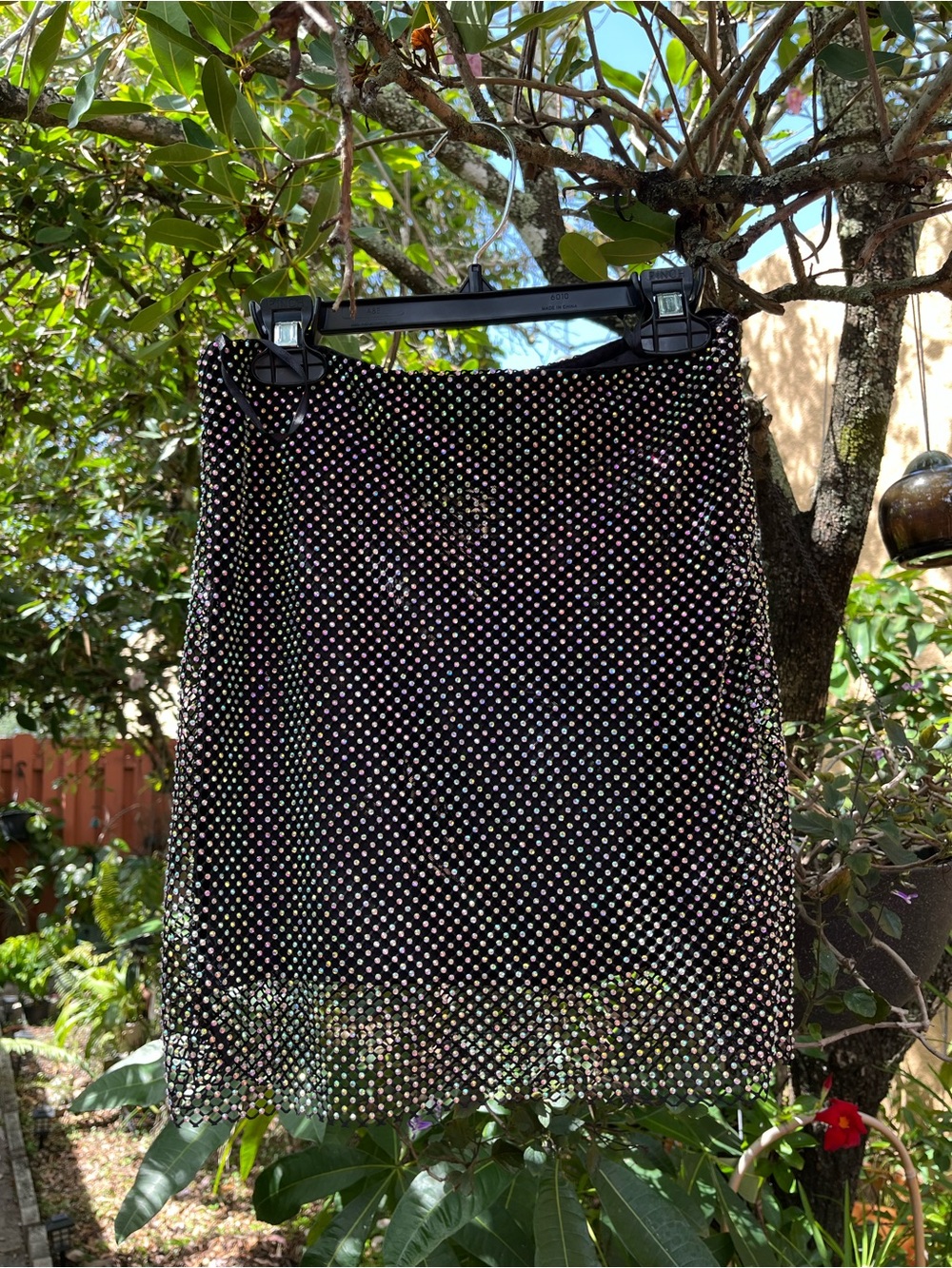 SLA The Label Black Iridescent Rhinestone Mini Skirt - Sparkle Party Skirt - XXS